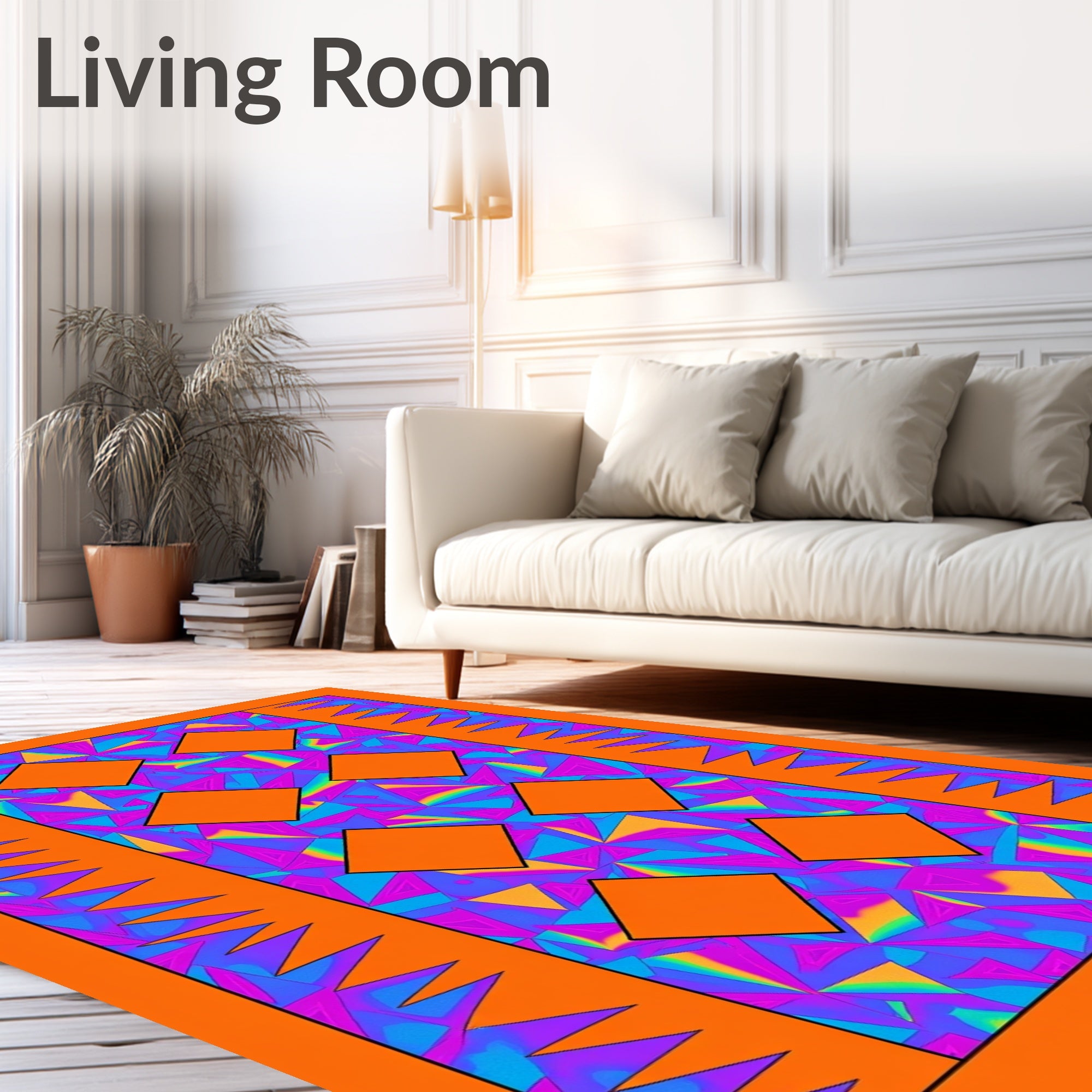 Vibrant Geometric Diamond Pattern Rug