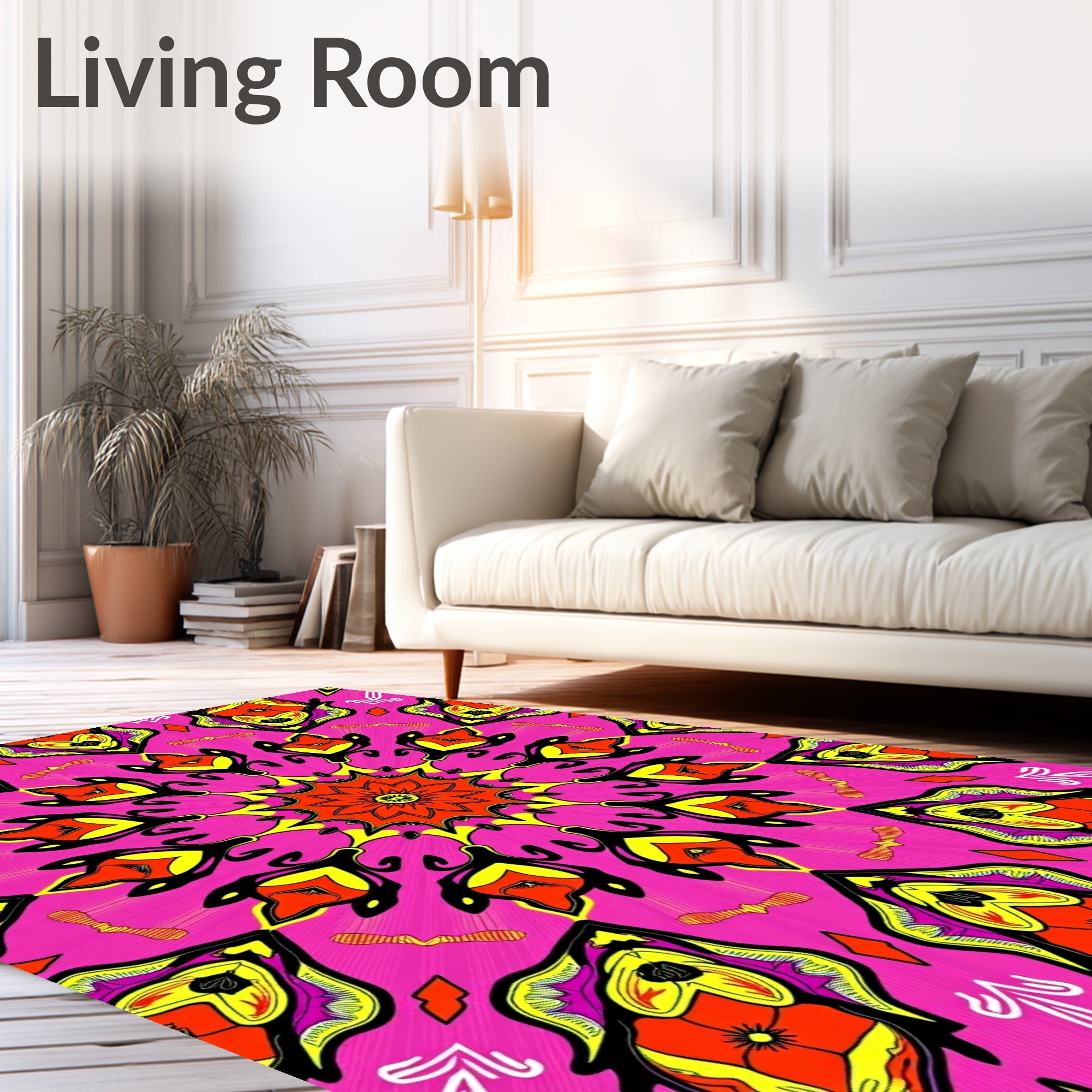 Vibrant Floral Mandala Pattern Design Rug