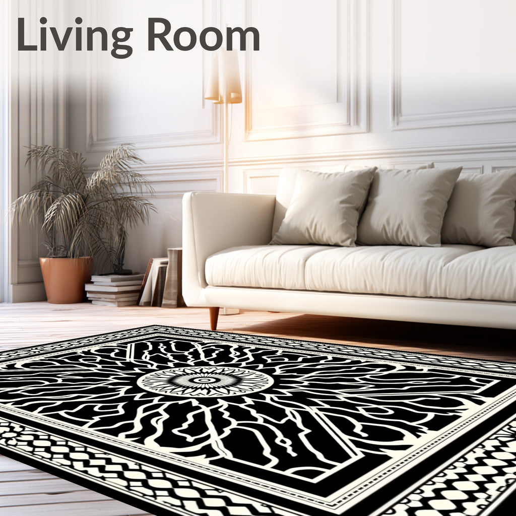 Intricate Sunburst Radial Pattern Rug