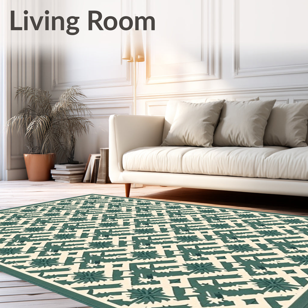 Intricate Lattice Floral Pattern Rug