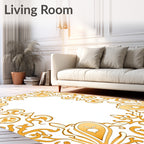 Elegant Golden Scrollwork Motif Rug