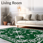 Emerald Green Snowflake Ornamental Rug