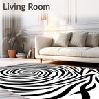 Black White Swirl Pattern Rug