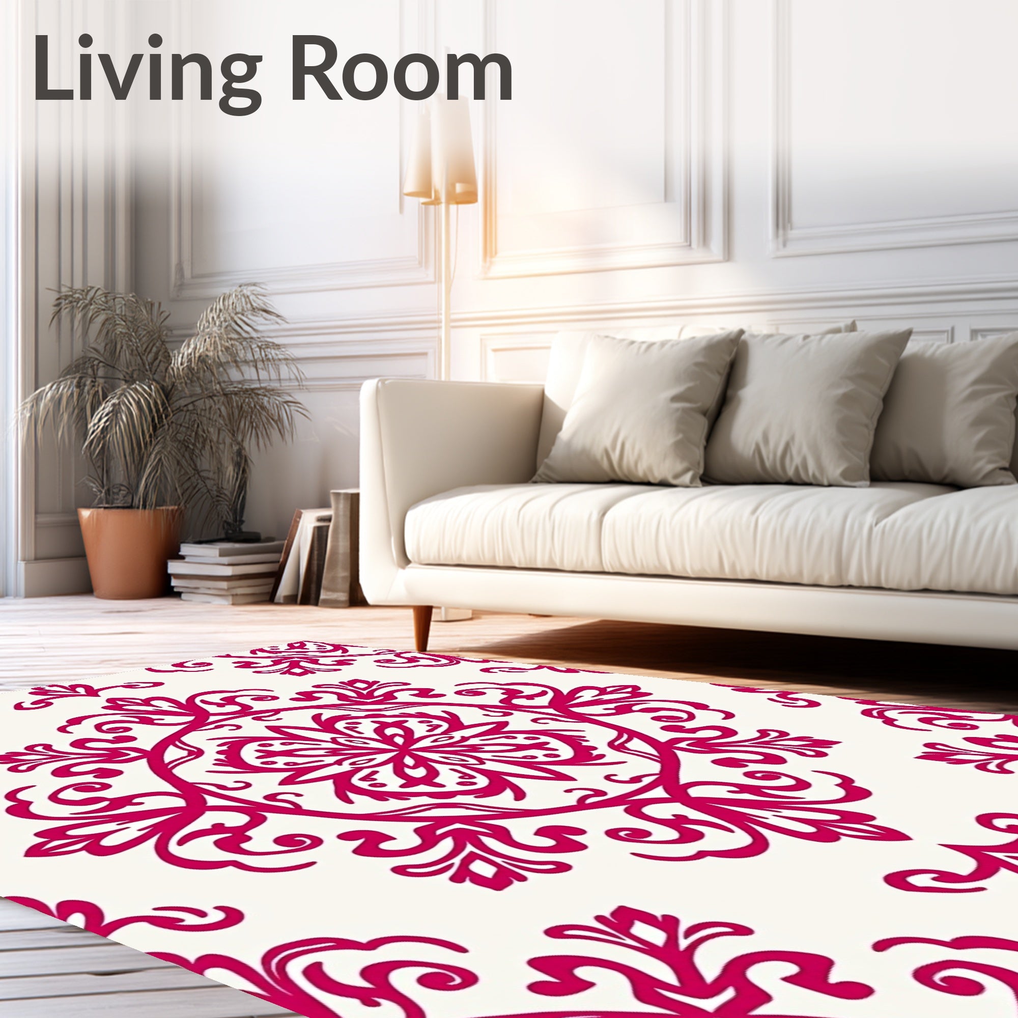 Fuchsia Floral Medallion Pattern Rug