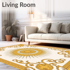 Radiant Sunburst Ornate Scrollwork Design Rug