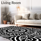 Monochromatic Intricate Radial Abstract Pattern Rug