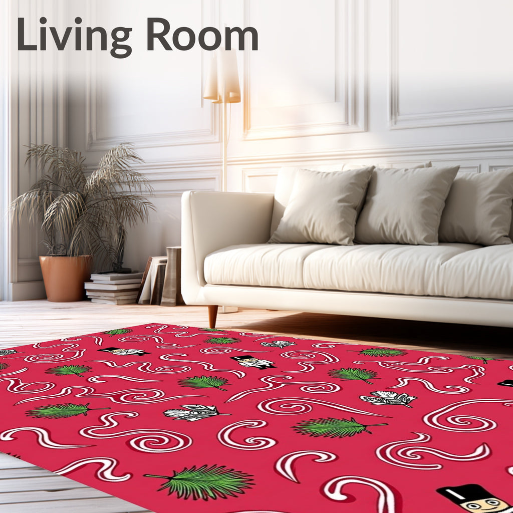 Red White Swirl Tropical Nutcracker Rug