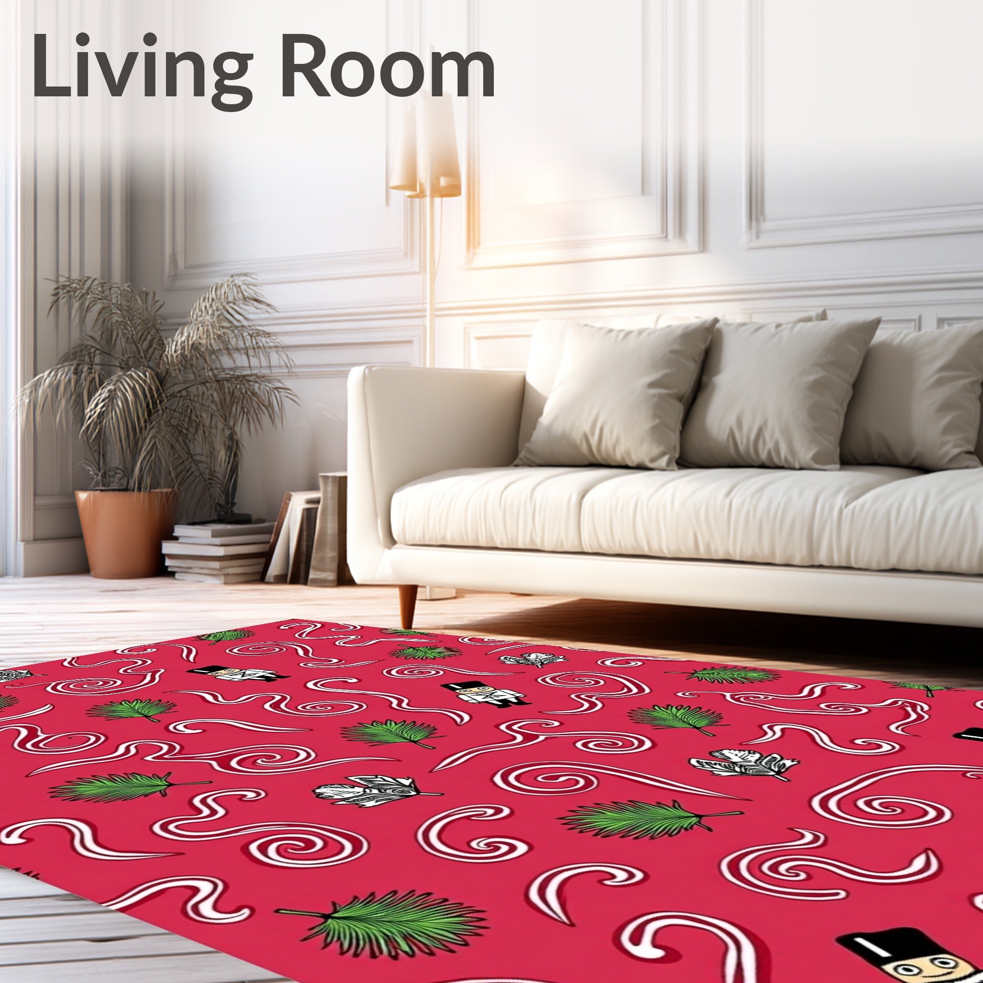 Red White Swirl Tropical Nutcracker Rug