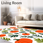 Autumn Orange Pumpkin Foliage Scatter Rug