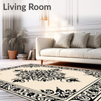 Elegant Black Floral Medallion Rug
