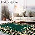 Ornate Floral Border Vine Design Rug