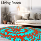 Vibrant Floral Mandala Style Pattern Rug