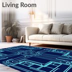 Abstract Circuit Board Geometric Pattern Rug