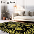 Bold Yellow Sunburst Patterned Rug