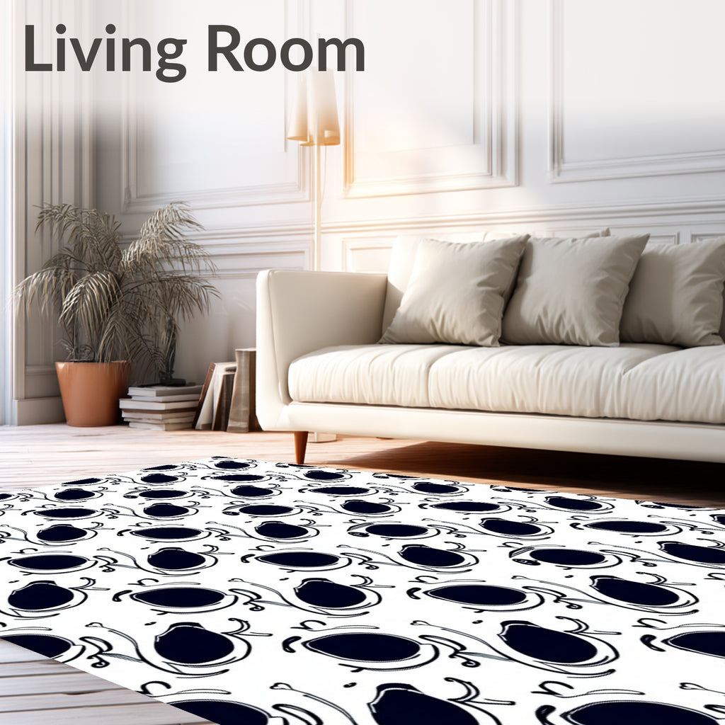 Playful Black Ovations Pattern Rug