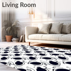 Playful Black Ovations Pattern Rug