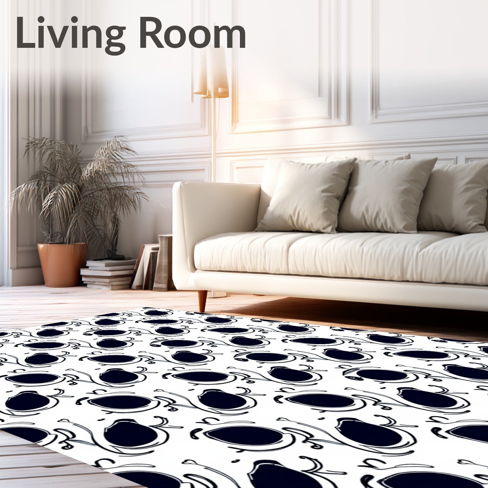 Playful Black Ovations Pattern Rug