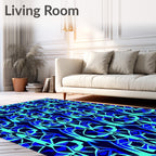 Abstract Blue Teal Geometric Pattern Rug