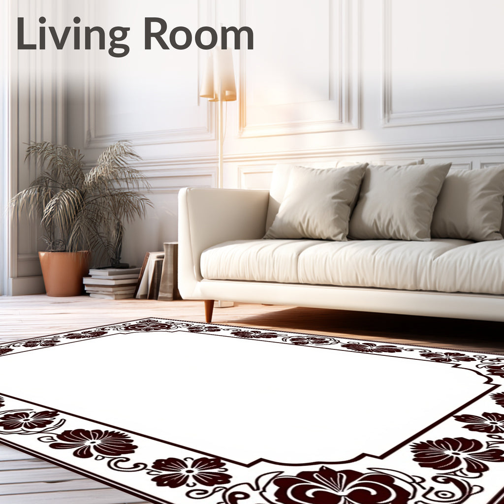 Ornate Floral Border Rug