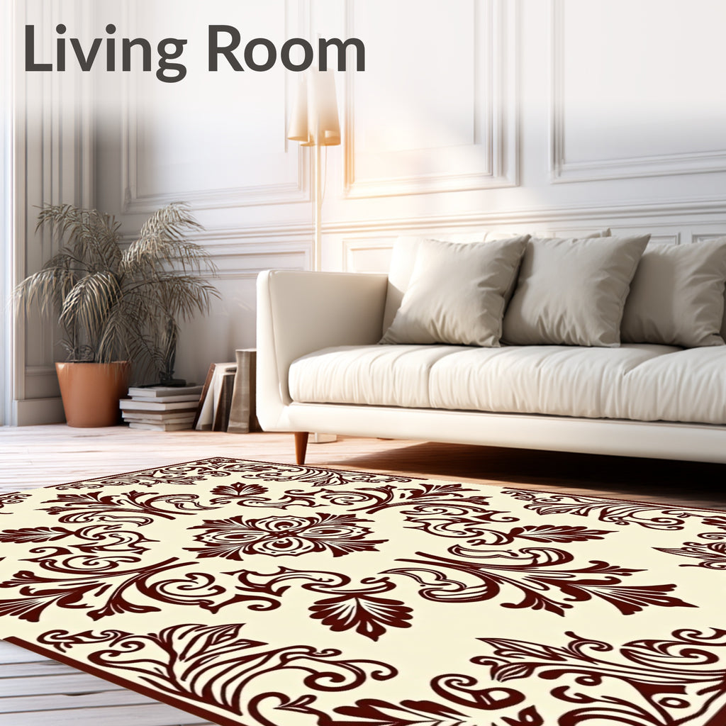 Rich Foliate Scrollwork Damask Rug