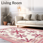 Crimson Snowflake Medley Cream Rug