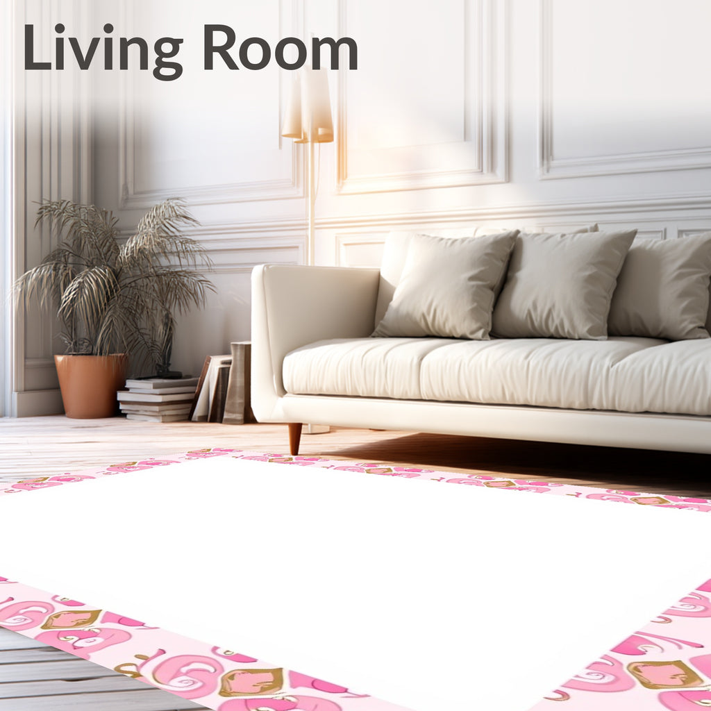 Whimsical Pink Abstract Pattern Rug