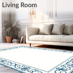 Classic Floral Swirl Border Design Rug
