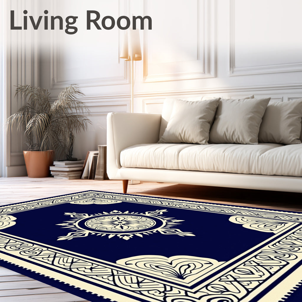 Classic Navy Floral Medallion Rug