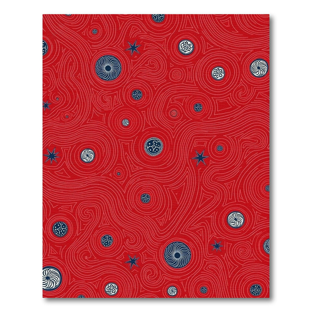 Red Celestial Swirl Star Medallion Rug