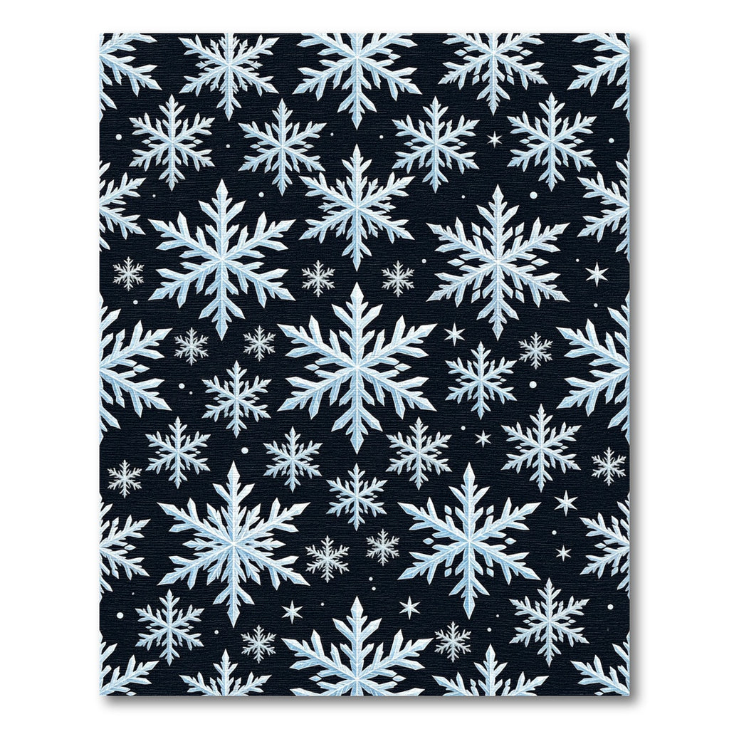 Winter Snowflake Scatter Dark Background Rug