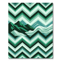 Geometric Teal Chevron Mountain Landscape Rug