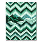 Geometric Teal Chevron Mountain Landscape Rug