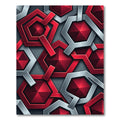 Crimson Silver Geometric Interlocking Jewel Rug