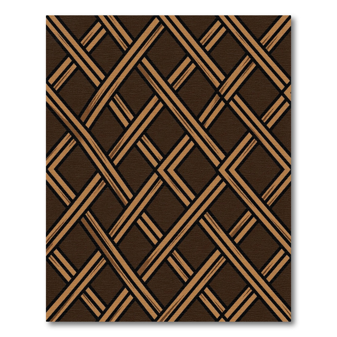 Textured Brown Intersecting Lattice Grid Rug