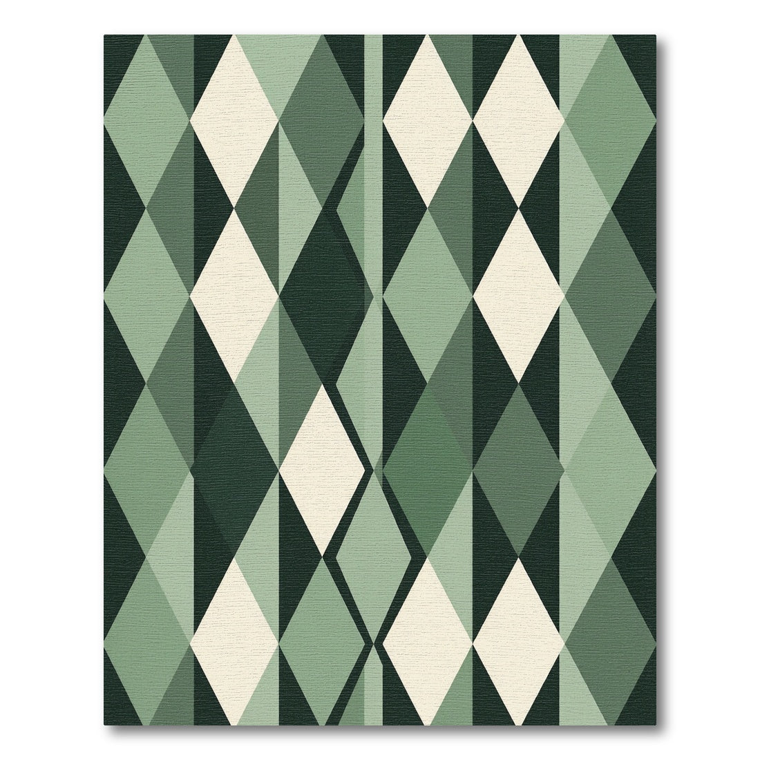 Sage Green Geometric Interlocking Diamond Rug