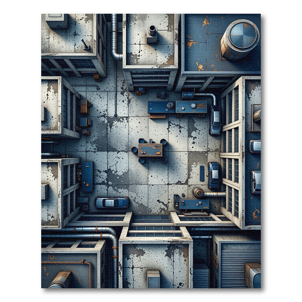 Urban Rooftop Industrial Concrete Texture Rug