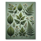 Botanical Sage Pressed Fern Leaf Illustration Rug