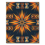 Radiant Amber Sunburst Geometric Hourglass Rug
