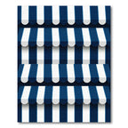 Navy Blue White Nautical Striped Awning Rug