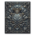 Regal Silver Filigree Crown Emblem Rug