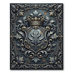 Regal Silver Filigree Crown Emblem Rug
