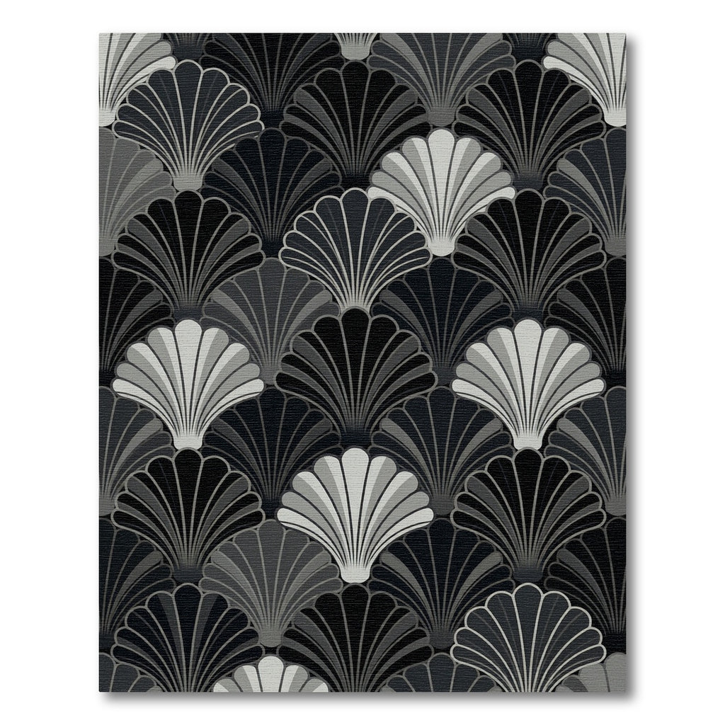 Monochromatic Scale Fan Art Deco Rug
