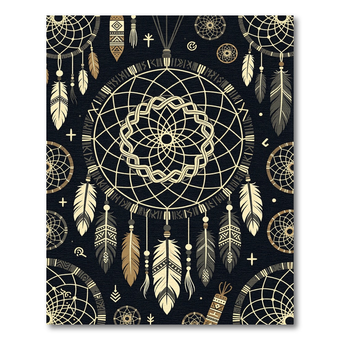 Golden Dreamcatcher Boho Celestial Rug