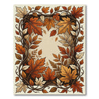 Earthy Autumnal Maple Leaf Border Rug