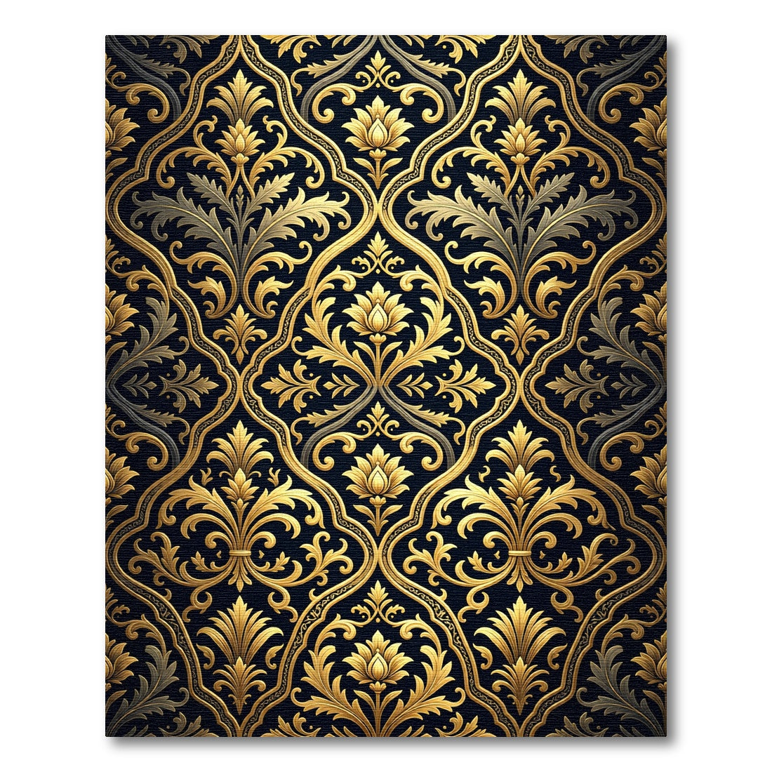 Antique Gold Elaborate Floral Scroll Rug