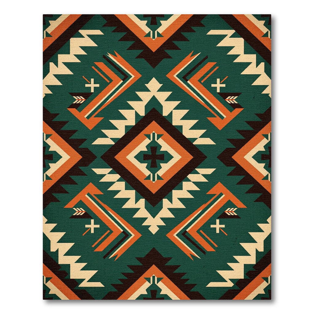 Teal Orange Geometric Navajo Inspired Rug