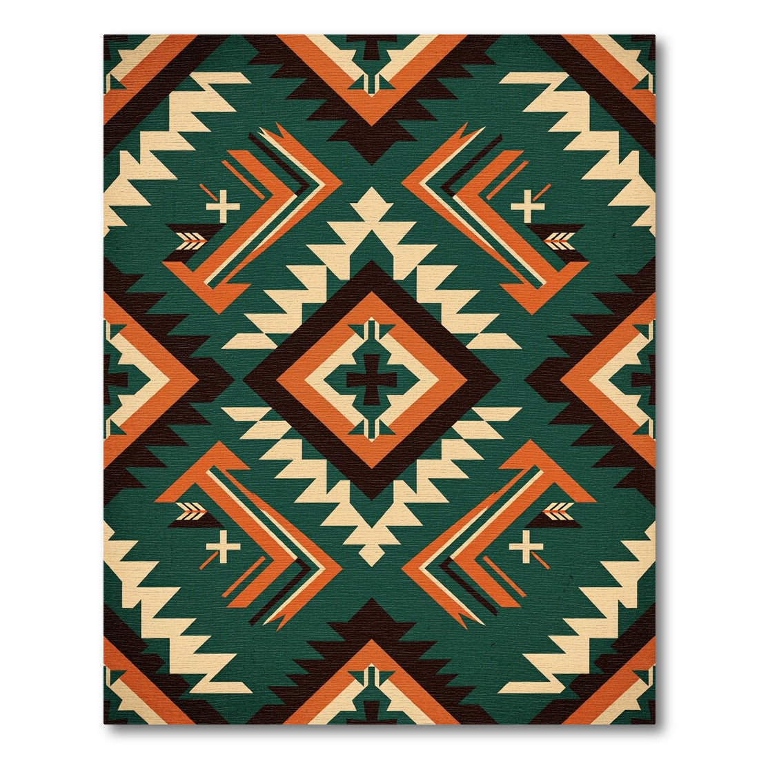 Teal Orange Geometric Navajo Inspired Rug