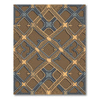 Ornate Brown Gold Blue Lattice Rug