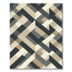 Geometric Abstract Wood Tone Interlocking Shapes Rug