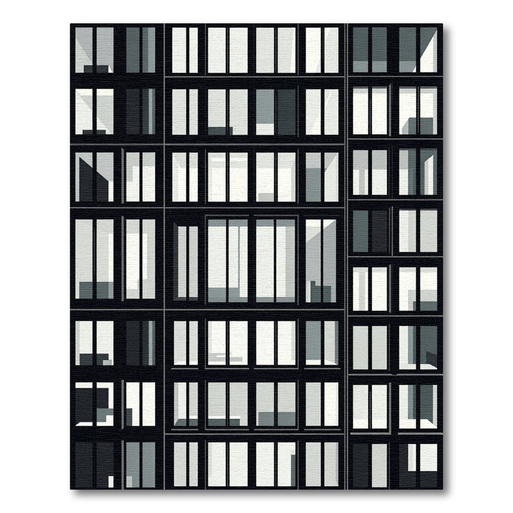 Modern Black White Geometric Grids Rug